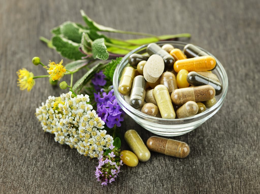 Heaps of supplements and natural herbs.