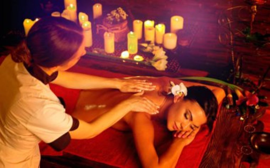 A woman having a massage to relax.