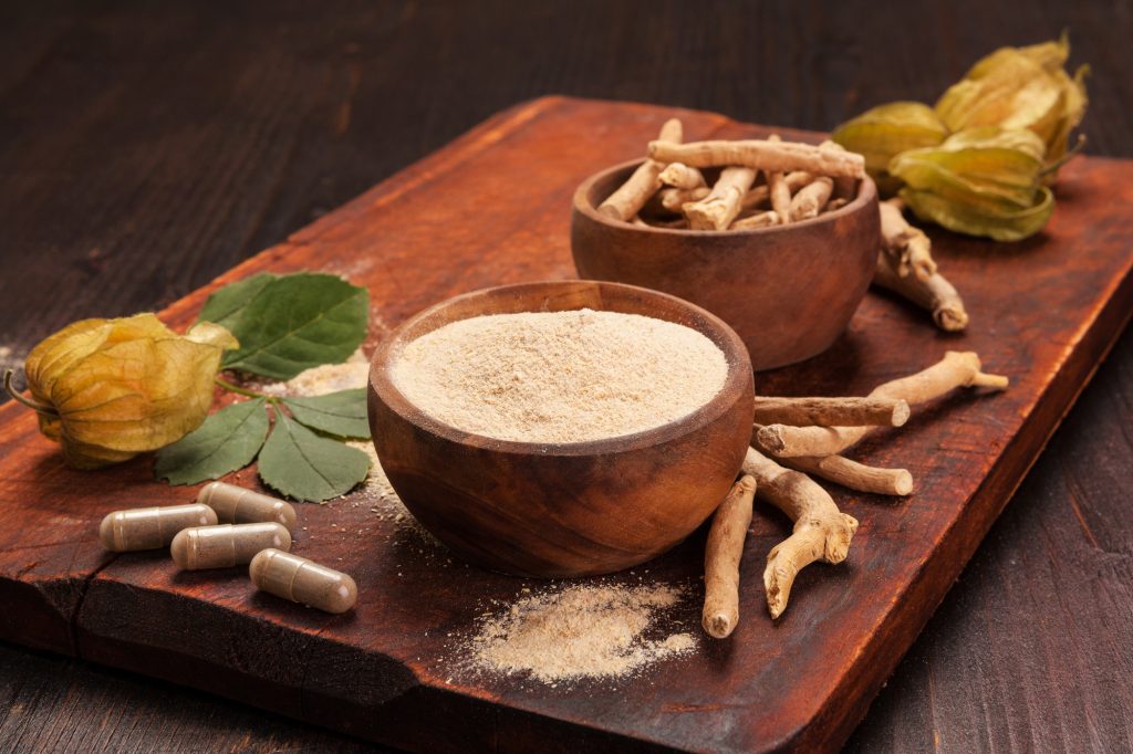 Ashwagandha herbs and supplements.