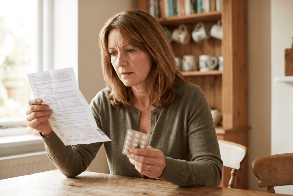 Woman considering iron medication options for low iron